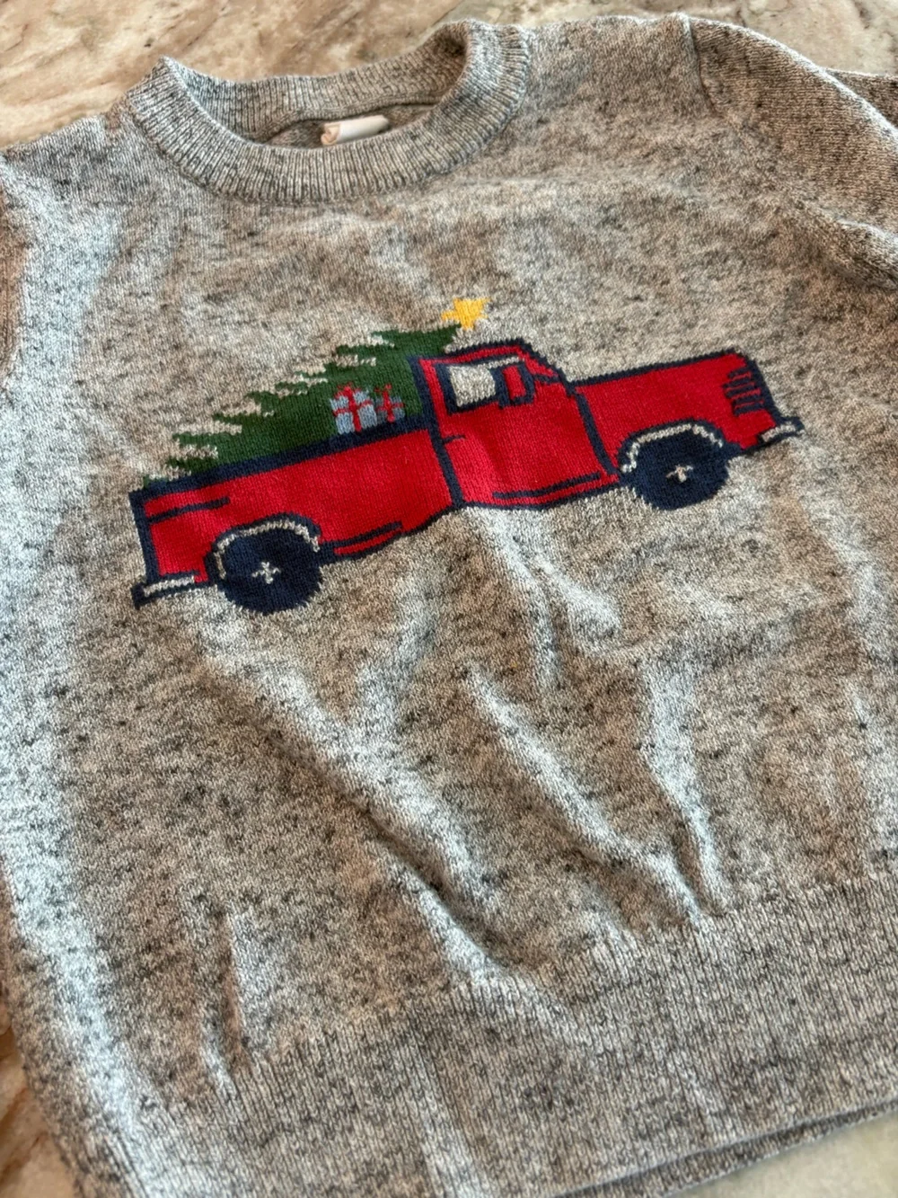 Gap Kids Holiday Christmas Truck Sweater Gray 2 Toddler Crewneck